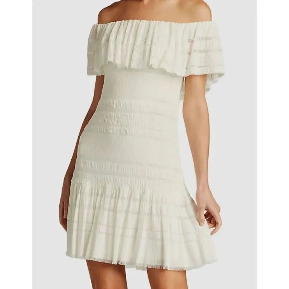SHO Tonal Stripe Off-the-Shoulder Knit Short Dress Size XS NWT